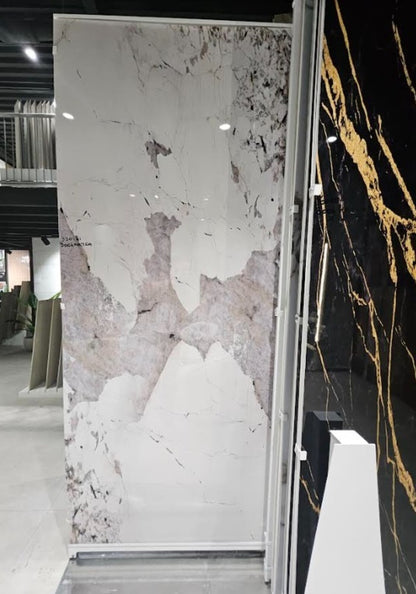 Wit Grijs Goud Hoogglans | PVC Wandpaneel