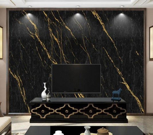 Zwart Goud Hoogglans | PVC Wandpaneel